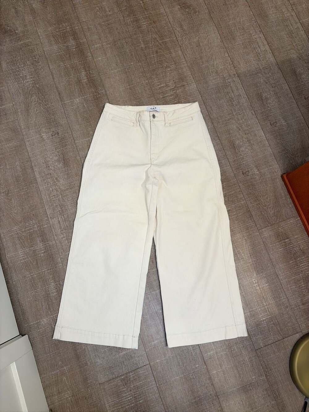 Oat New York Cream High Rise Cropped Wide-Leg Pants